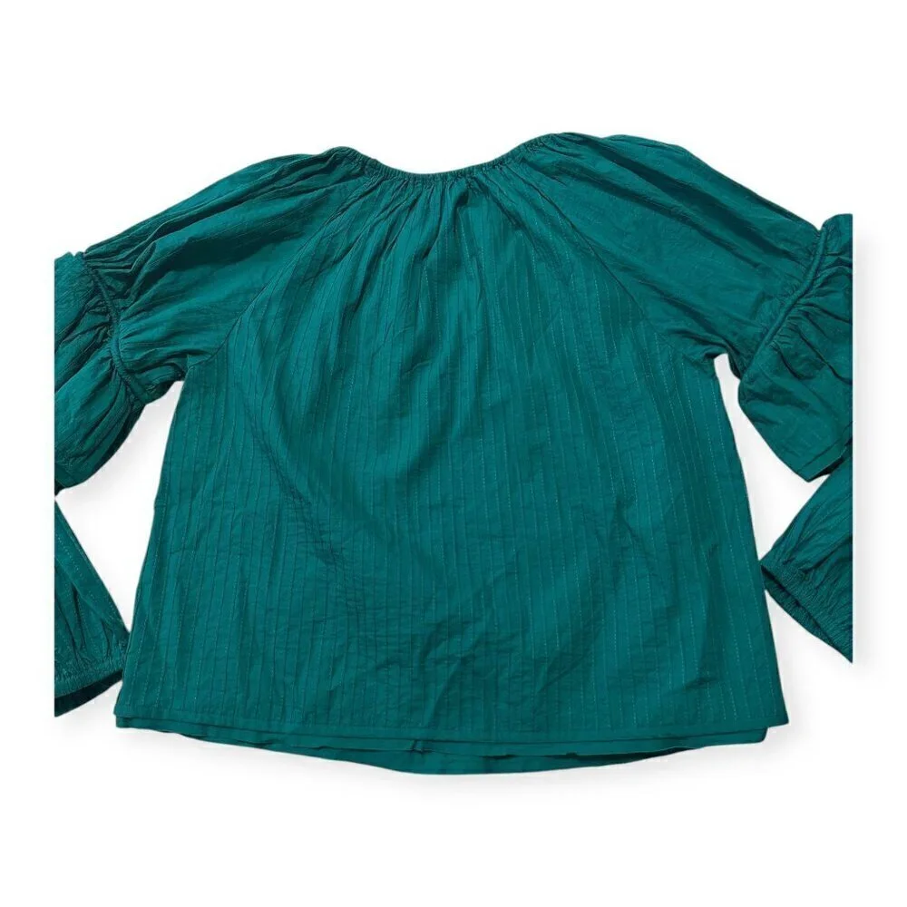 Ulla Johnson Concetta Cotton Blouse, Size 2, Color Verdigris, puff sleeves, NWT